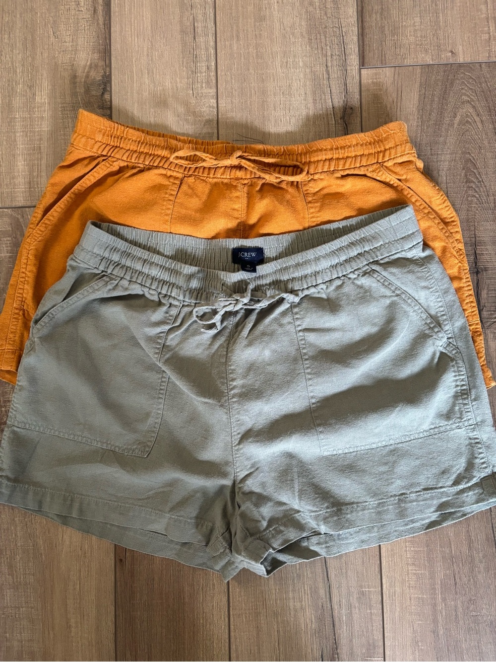 J. Crew Women's Olive and Mustard Drawstring Athletic Shorts Small - Picture 1 of 5